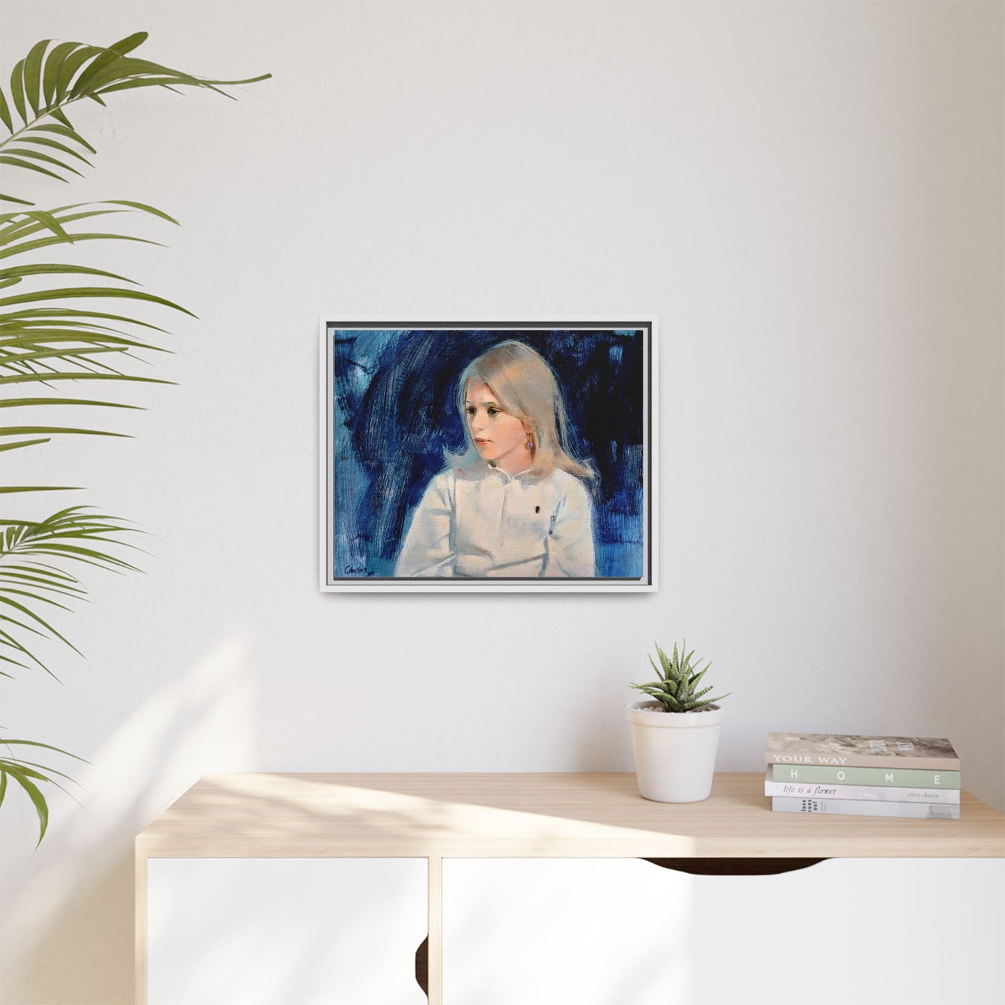 Painting of girl by Unknown Artist Framed Matte Canvas Classic Wall Art