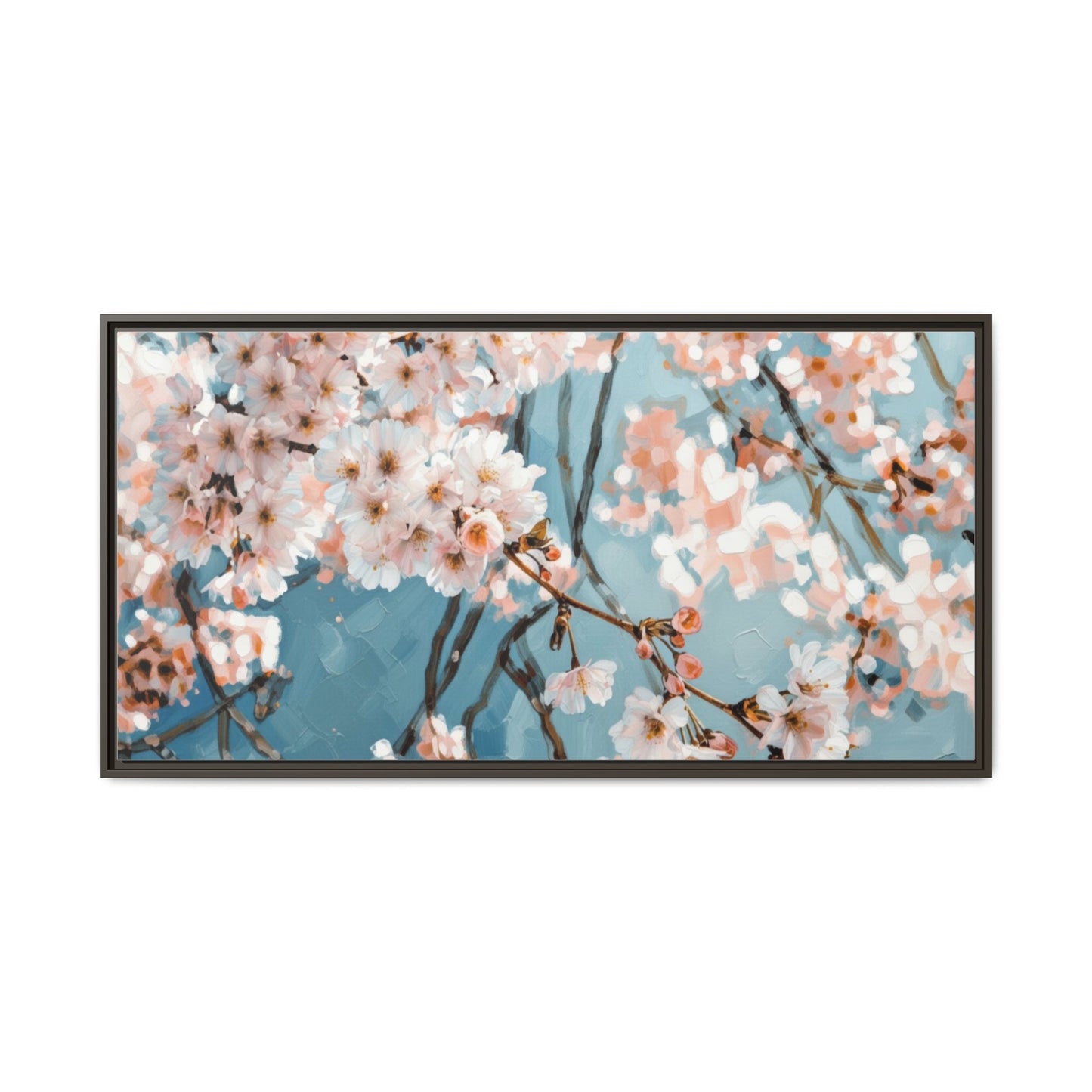 Framed Cherry Blossom Matte Canvas Print — Soft Pink Floral Wall Art