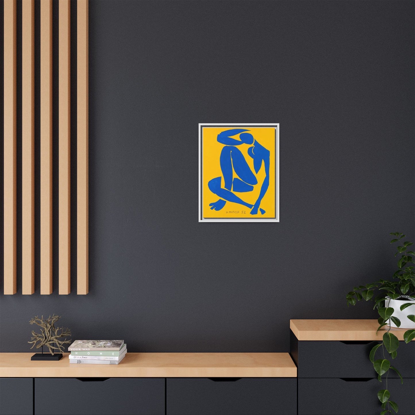 Abstract Blue Nude Matte Canvas Wall Art, Framed