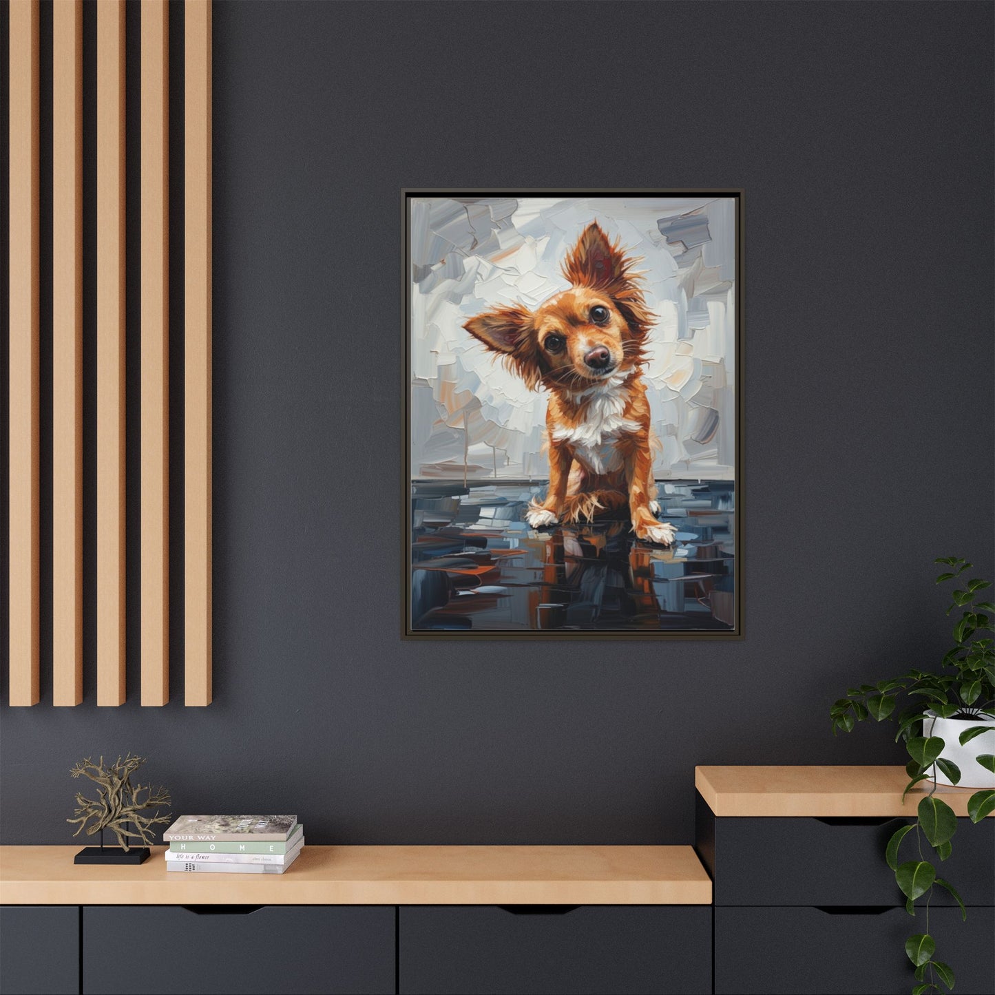 Framed Matte Canvas Print — Playful Brown Dog Portrait