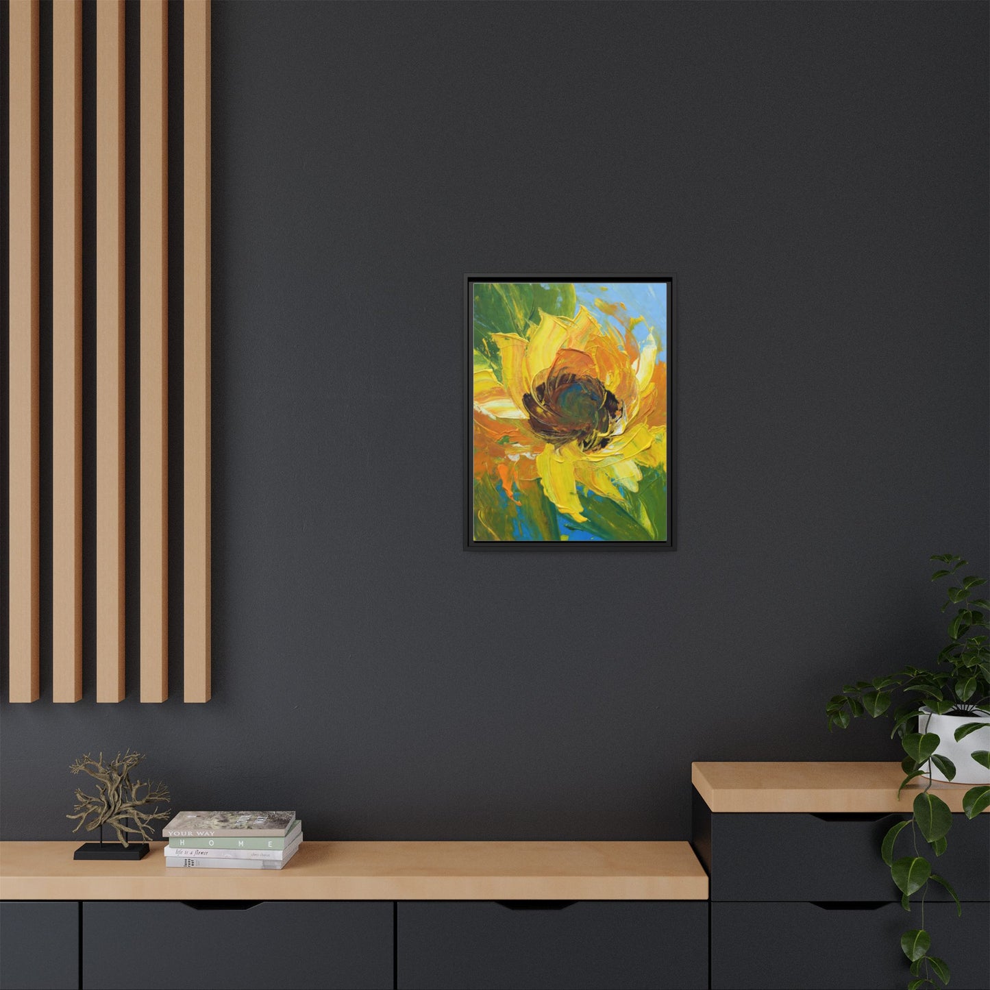 Framed Sunflower Abstract Matte Canvas Print