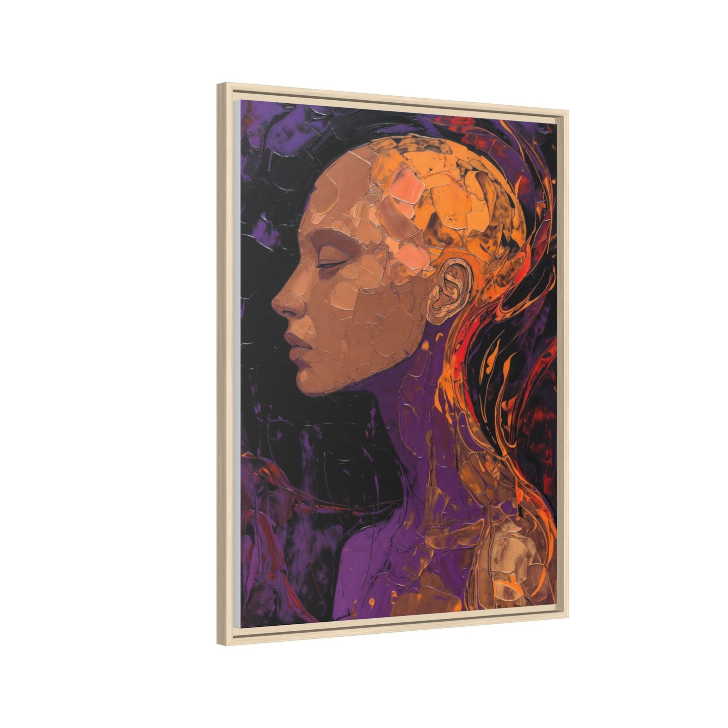Abstract Profile Portrait Matte Framed Canvas — Multicolor Feminine Art Print
