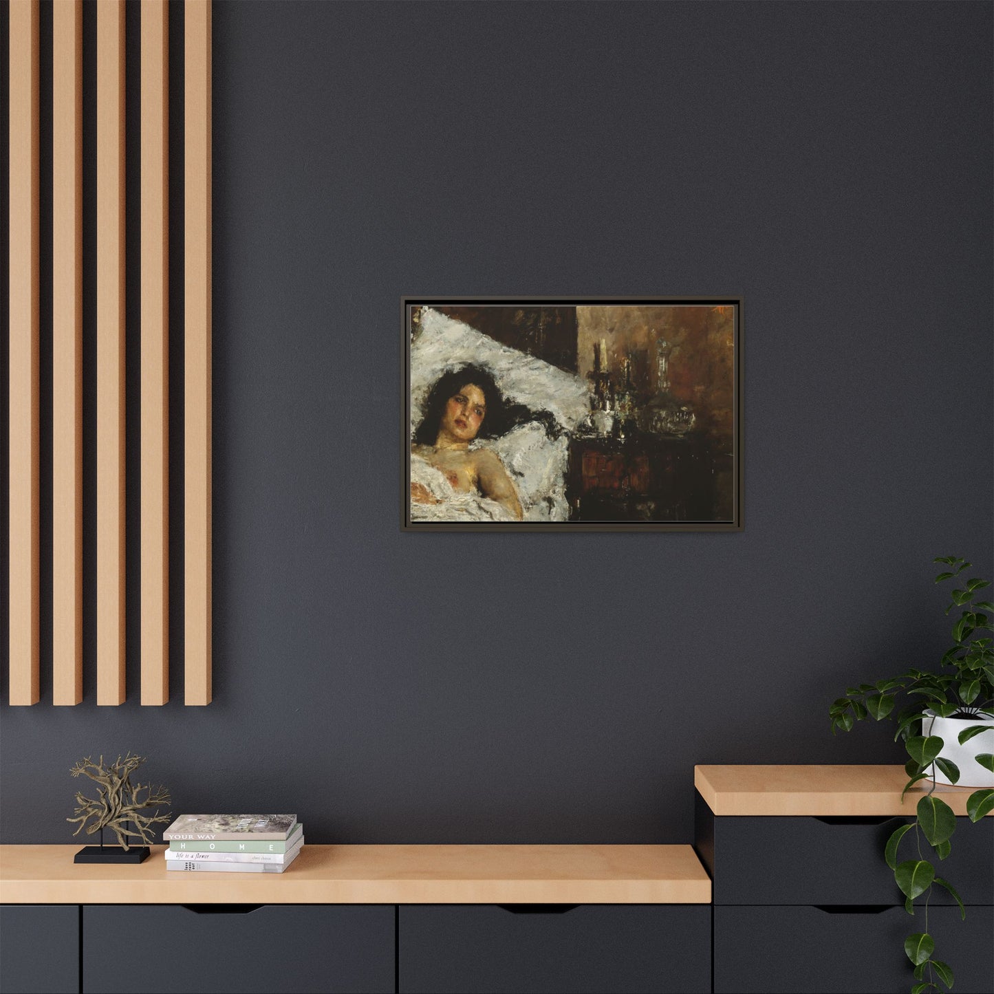 Resting by Antonio Mancini Framed Matte Canvas Wall Art Print