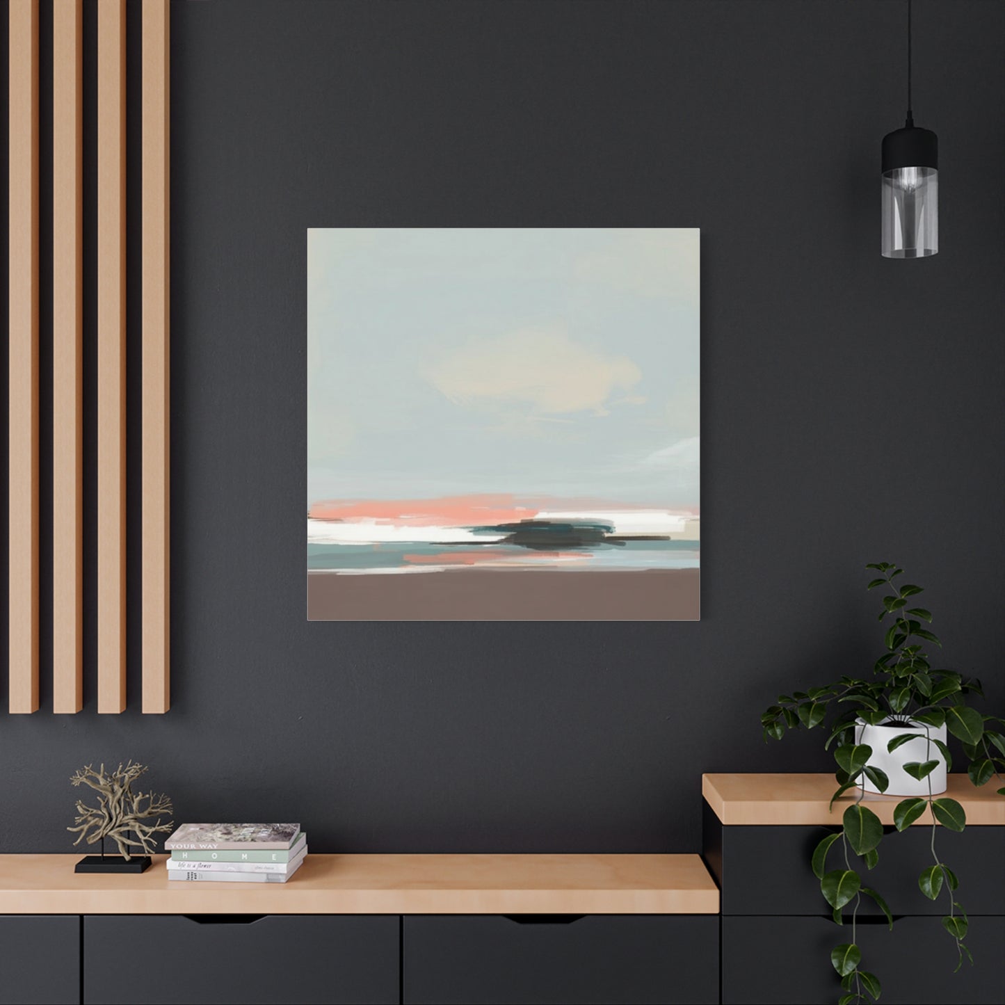 Coastal Abstract Canvas Art – Soft Pastel Seascape Matte Stretched Canvas