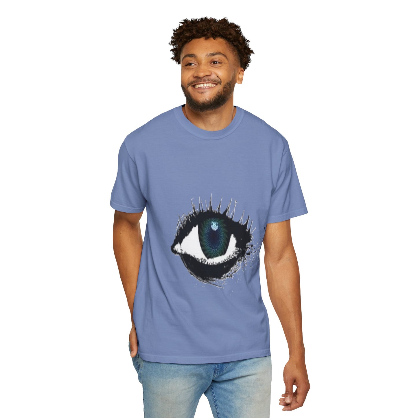 Eye Graphic T-Shirt — Blue Iris Grunge Art Tee