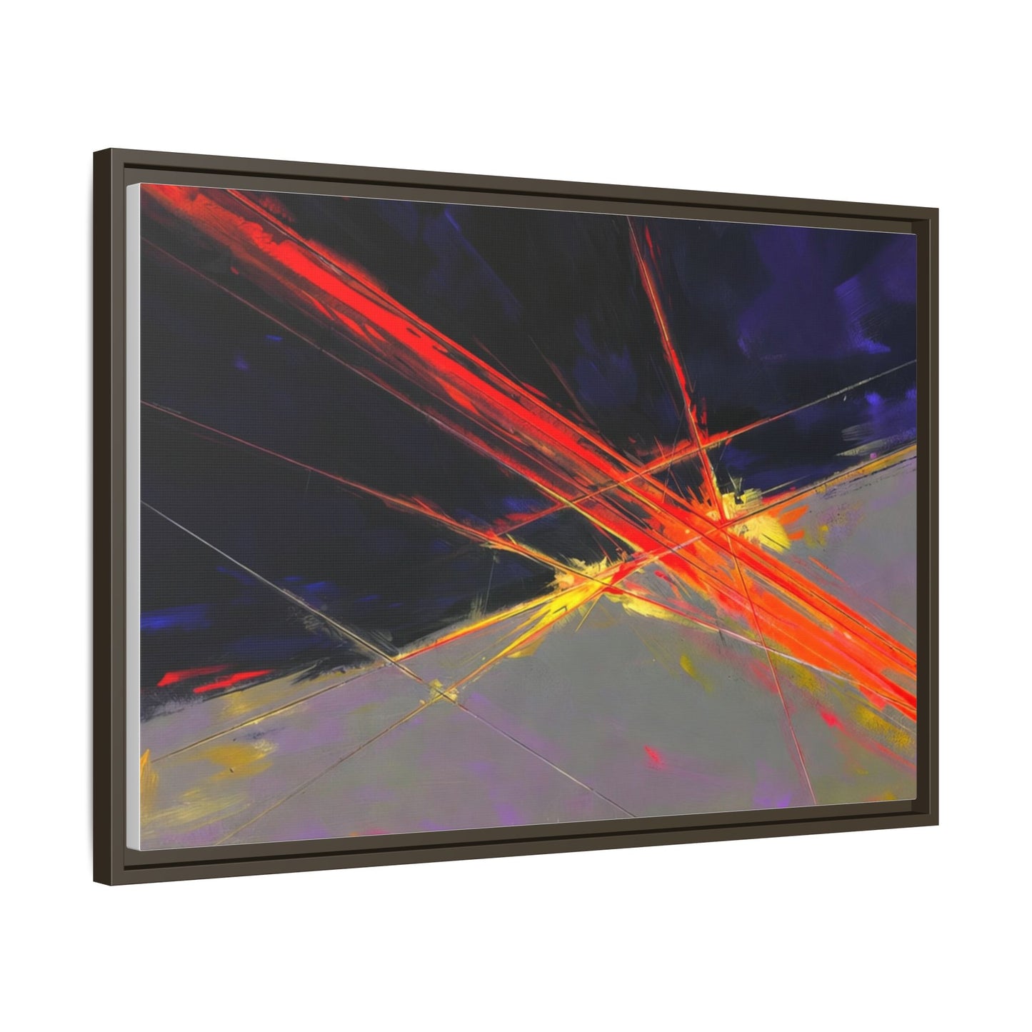 Abstract Red Streaks Framed Matte Canvas Art — Modern Multi‑Color Wall Decor