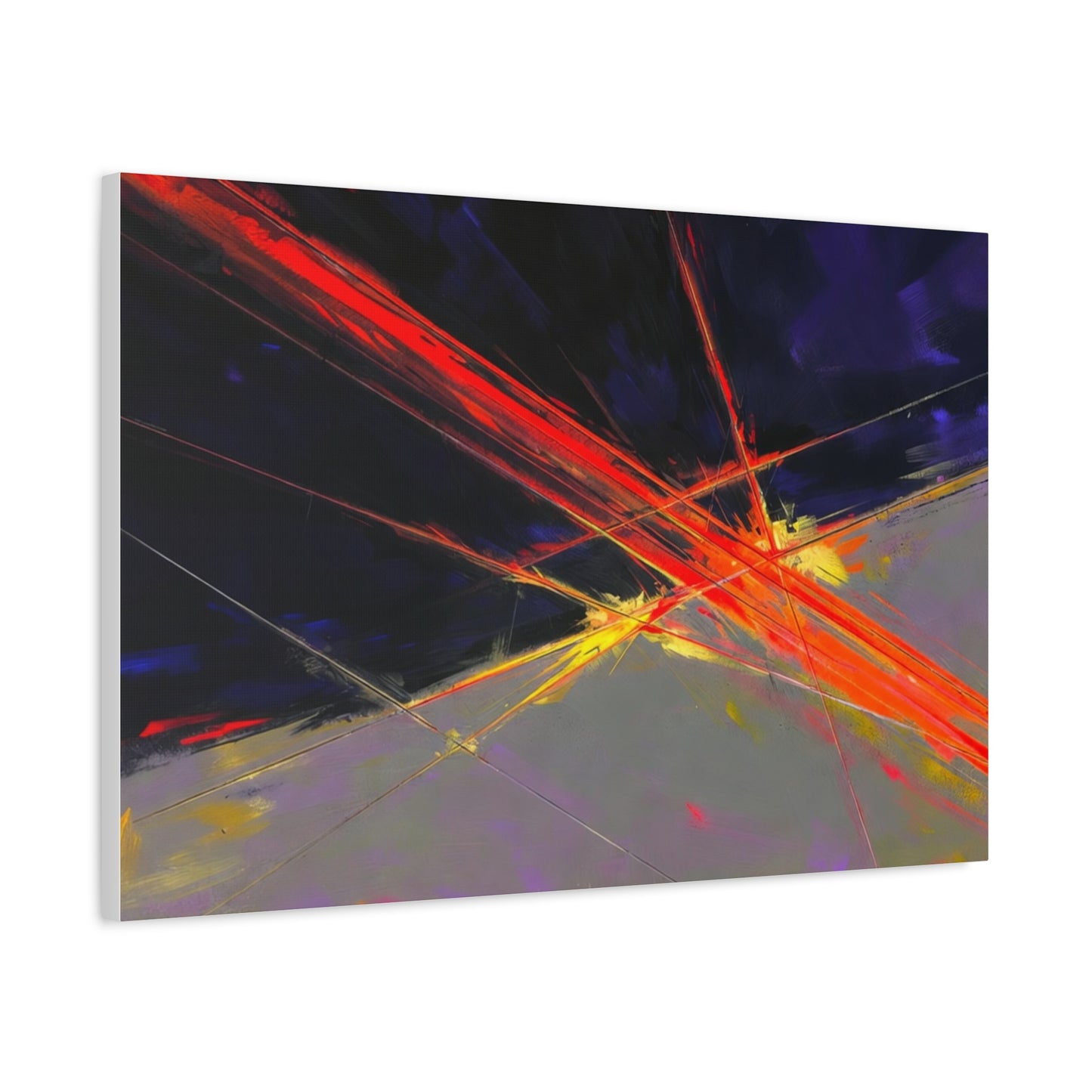 Abstract Red Streaks Matte Canvas Print — Modern Geometric Wall Art