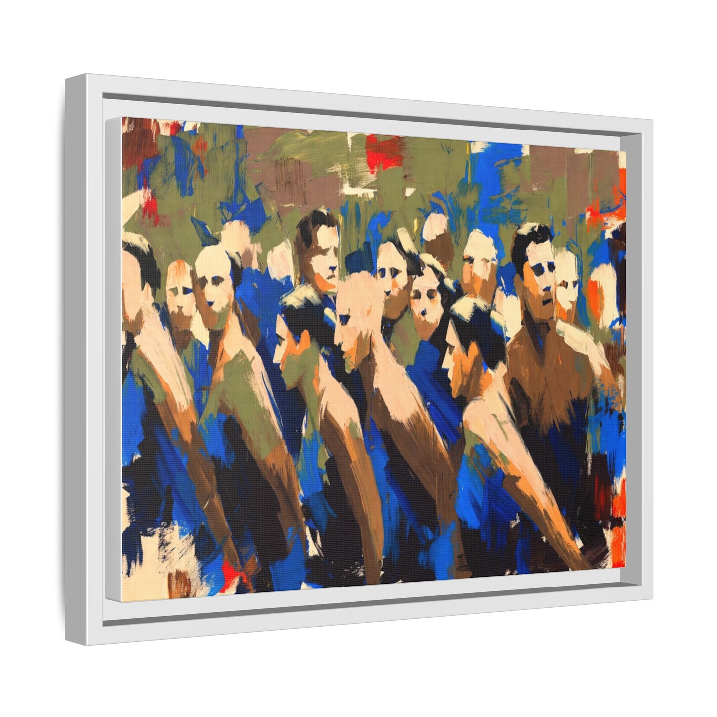 Abstract Crowd Matte Canvas Print — Framed Multi-Color Wall Art