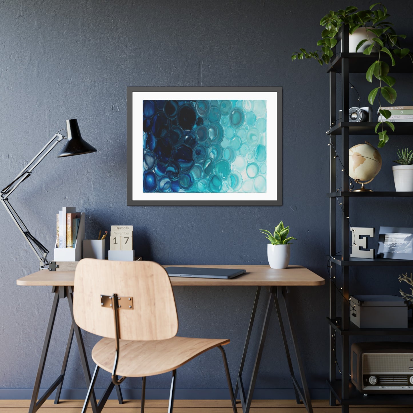 Abstract Ocean Blue Framed Poster