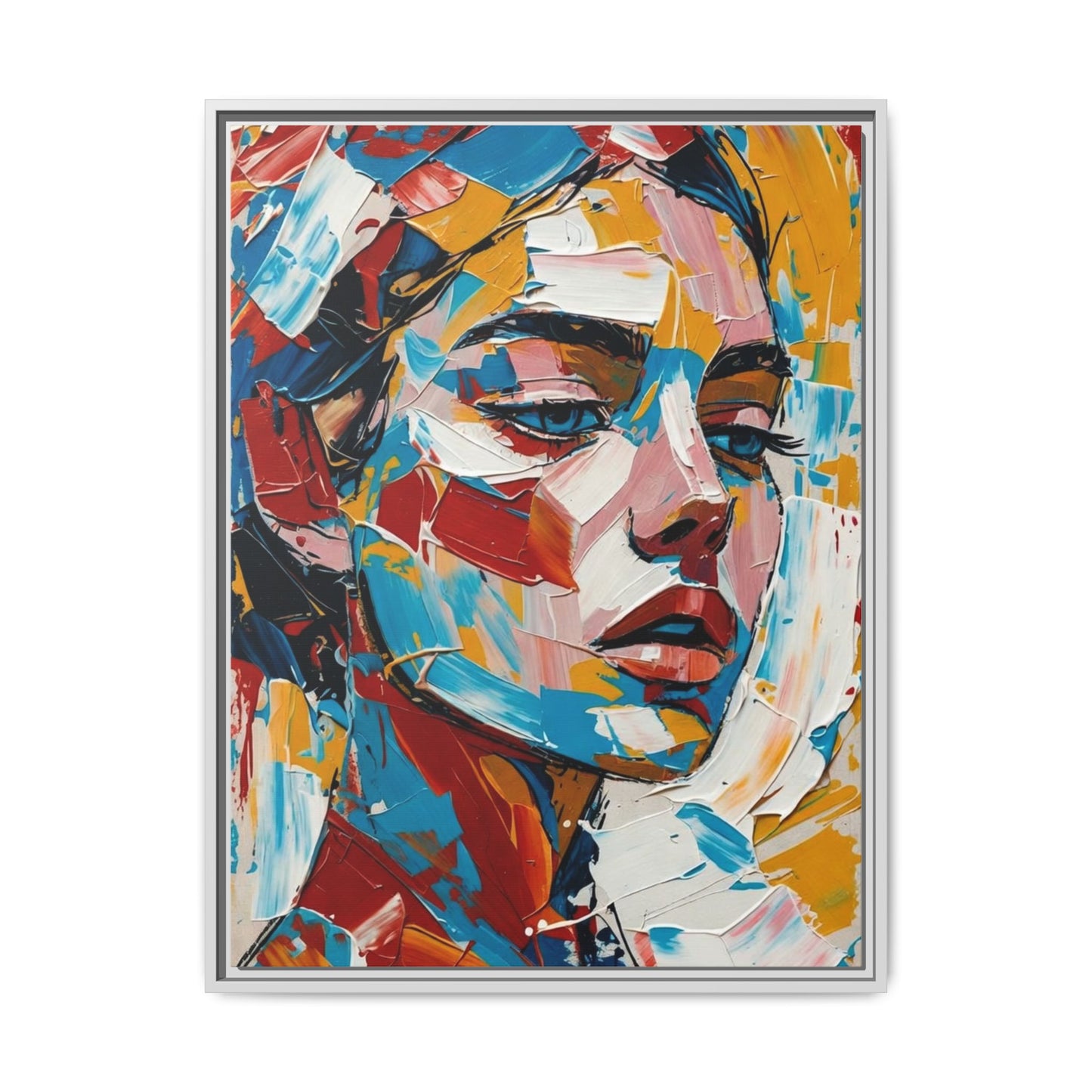 Colorful Abstract Portrait Framed Canvas Print