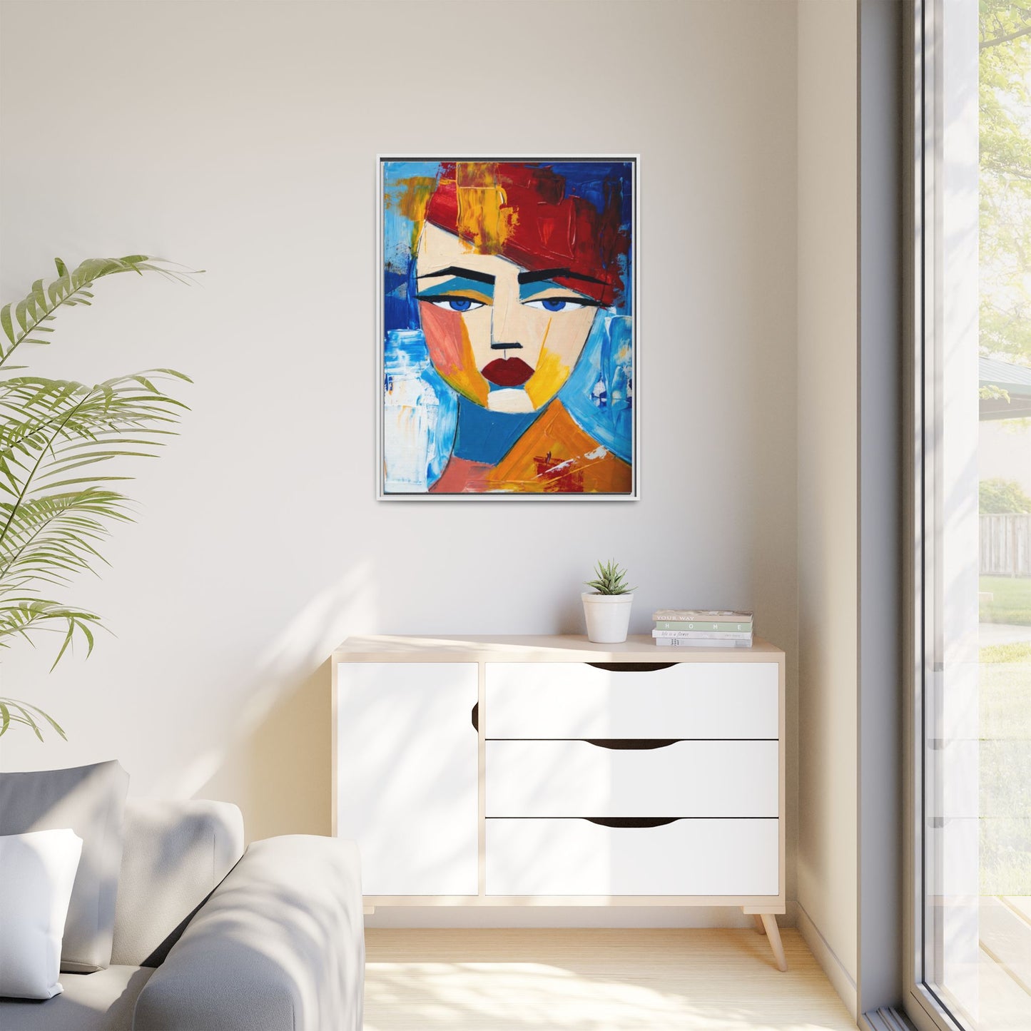 Abstract Colorful Portrait Framed Canvas Art