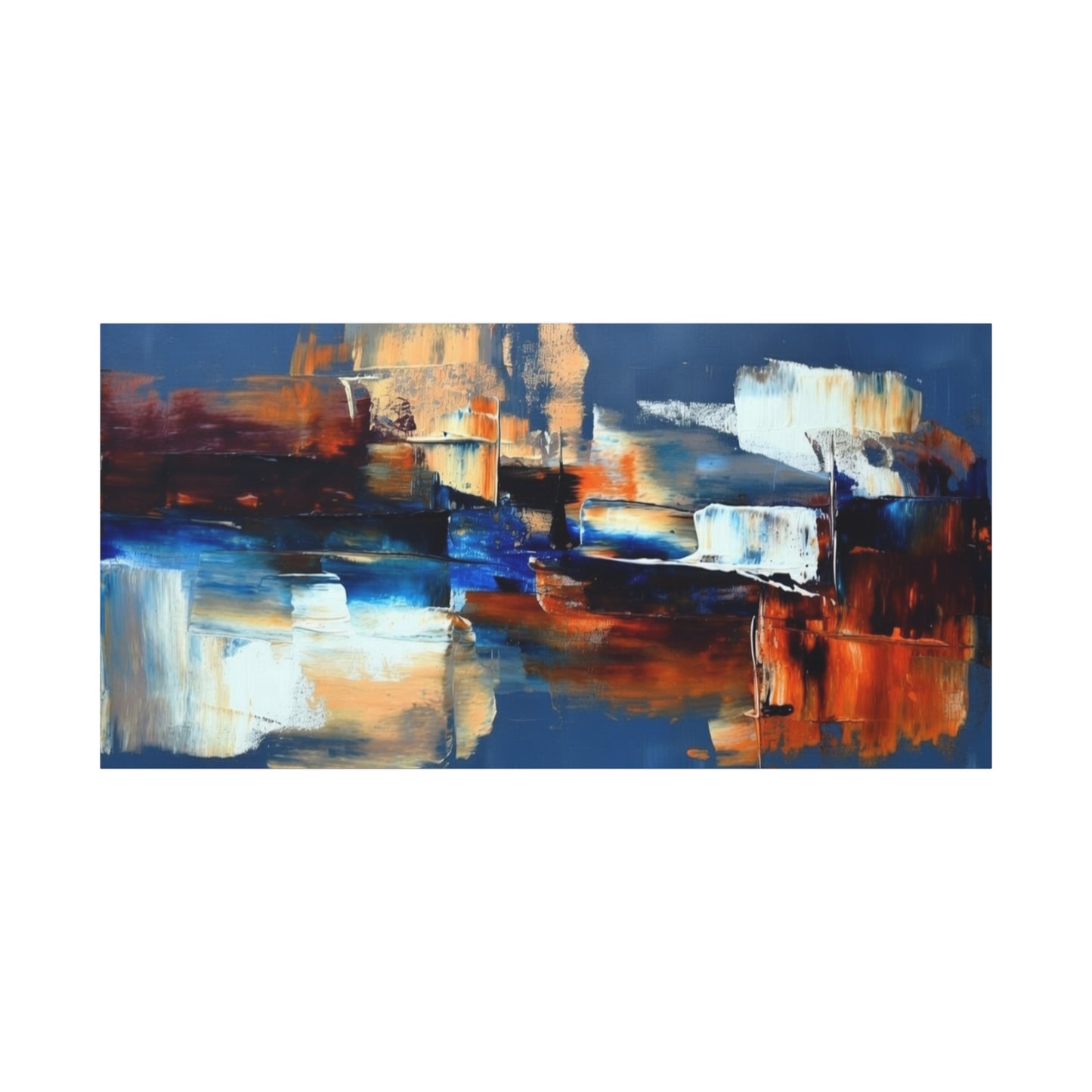 Abstract Blue & Orange Canvas Wall Art — Modern Matte Stretched Canvas