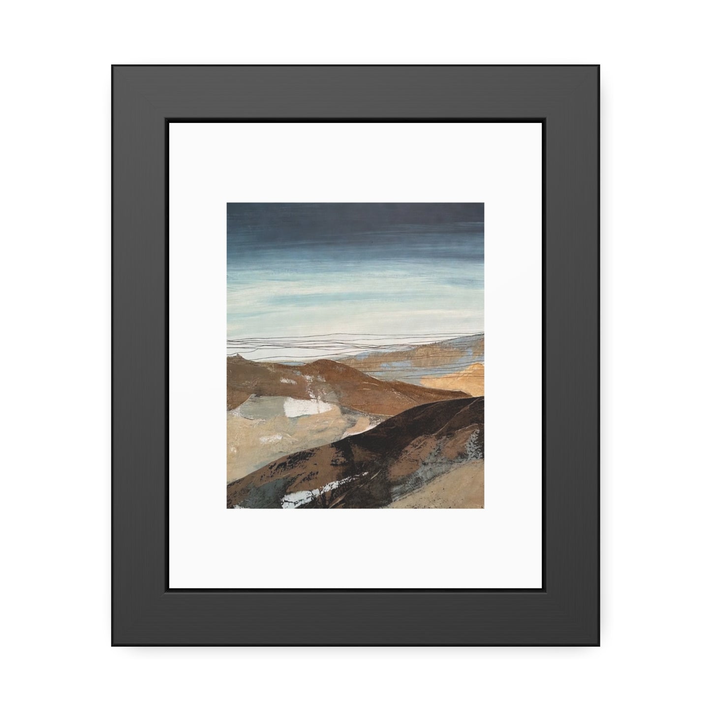 Framed Landscape Art Print — Minimal Coastal Mountain Poster