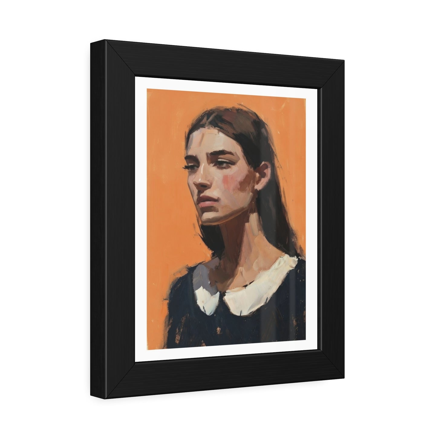 Framed Art Print — Portrait Painting on Orange Background