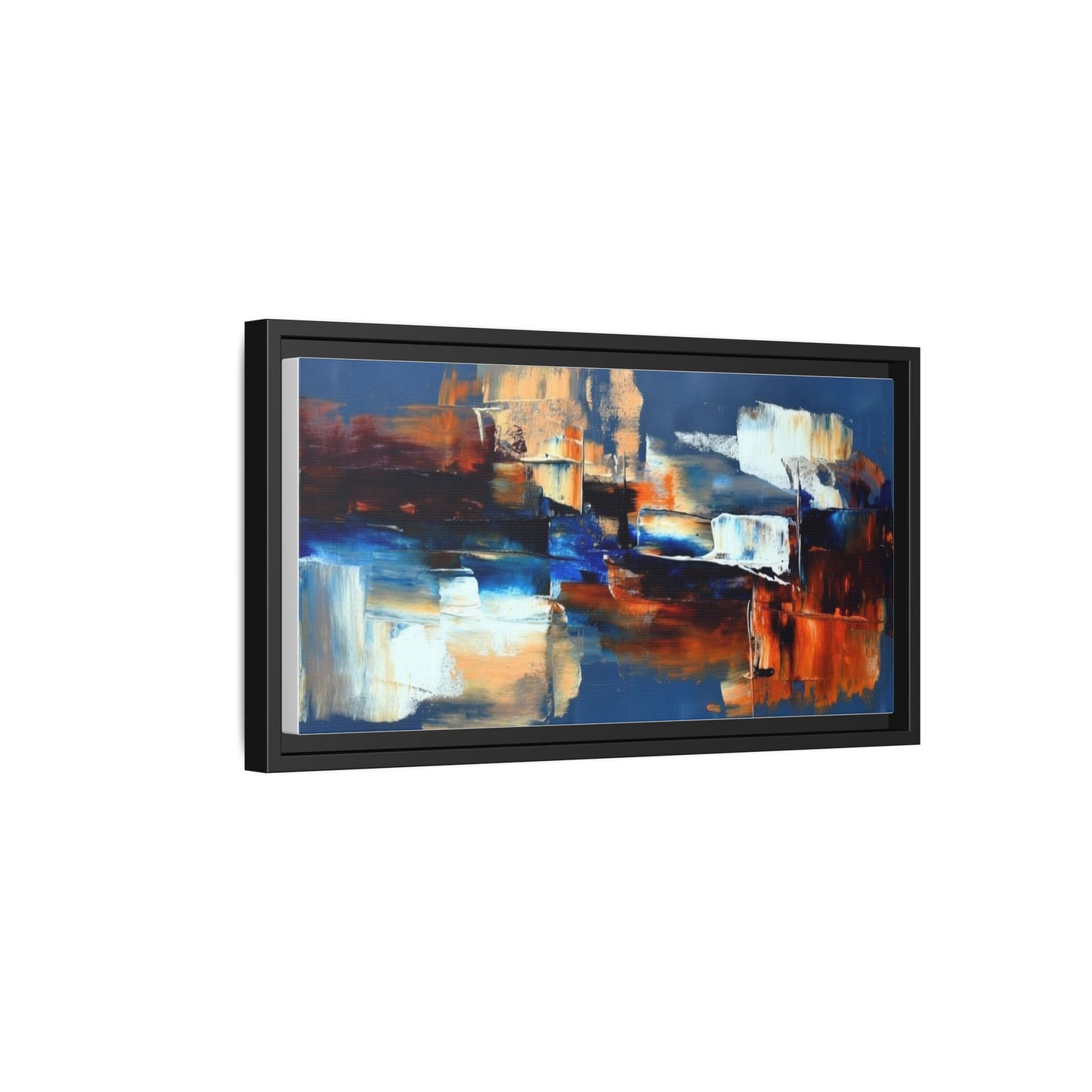 Abstract Blue & Rust Framed Canvas Art — Modern Matte Wall Painting