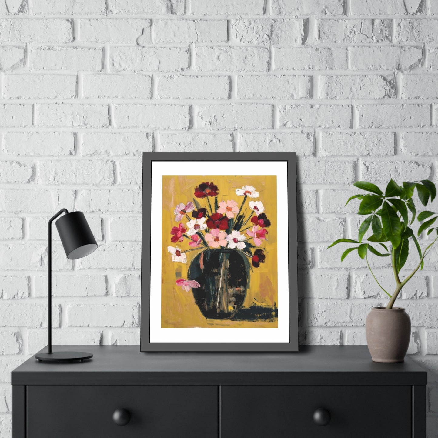 Framed Poster  Abstract Floral Vase Art Print