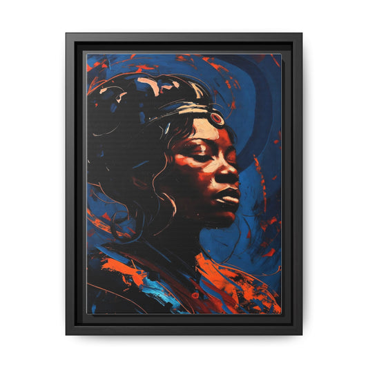 Framed Matte Canvas Art - Vibrant Portrait of a Black Woman (Multi-Color)