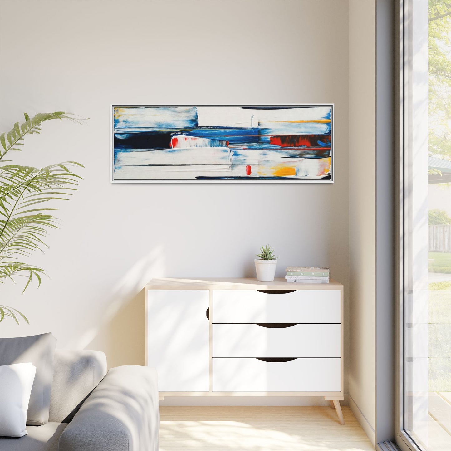 Abstract Coastal Brushstrokes Framed Canvas Print