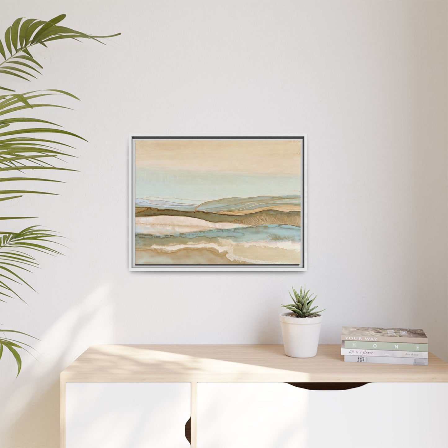Framed Matte Canvas Coastal Abstract Landscape Wall Art