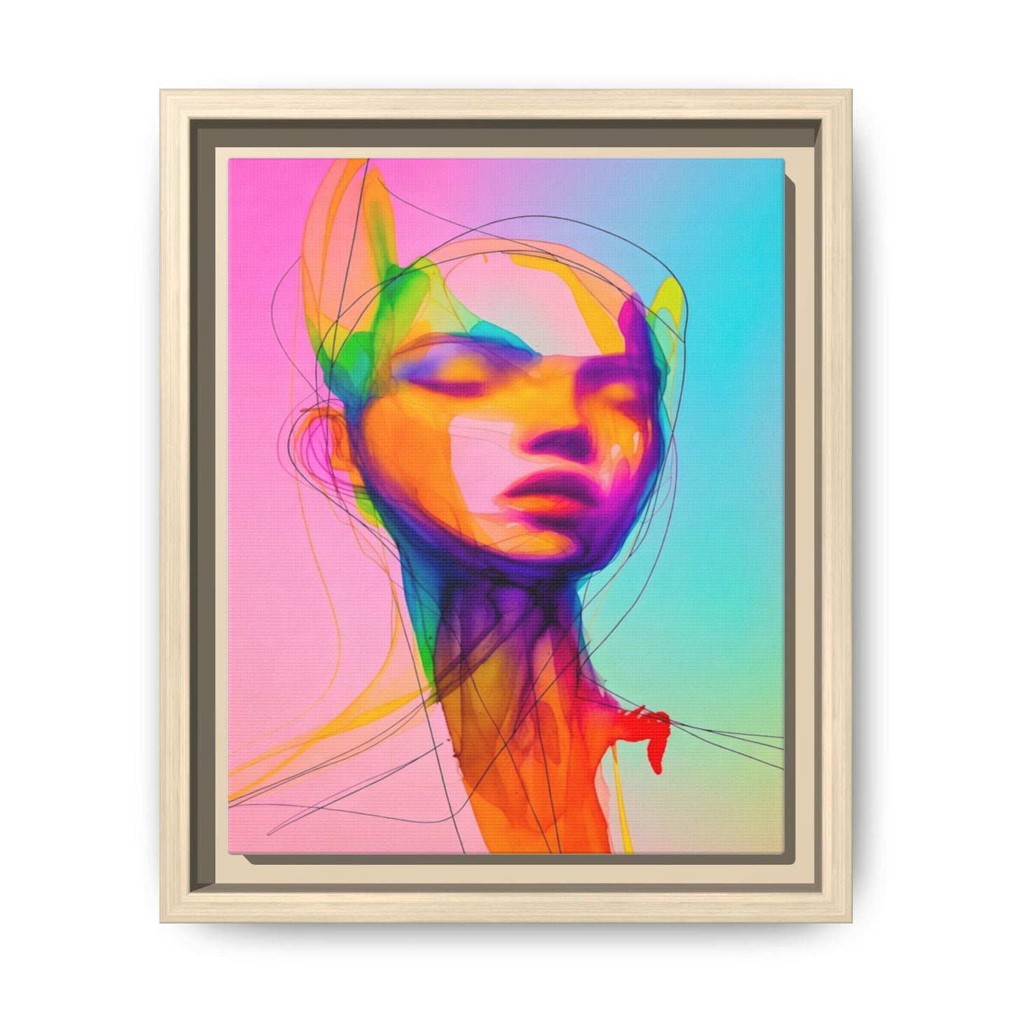 Framed Matte Canvas Art — Vibrant Abstract Portrait Wall Print