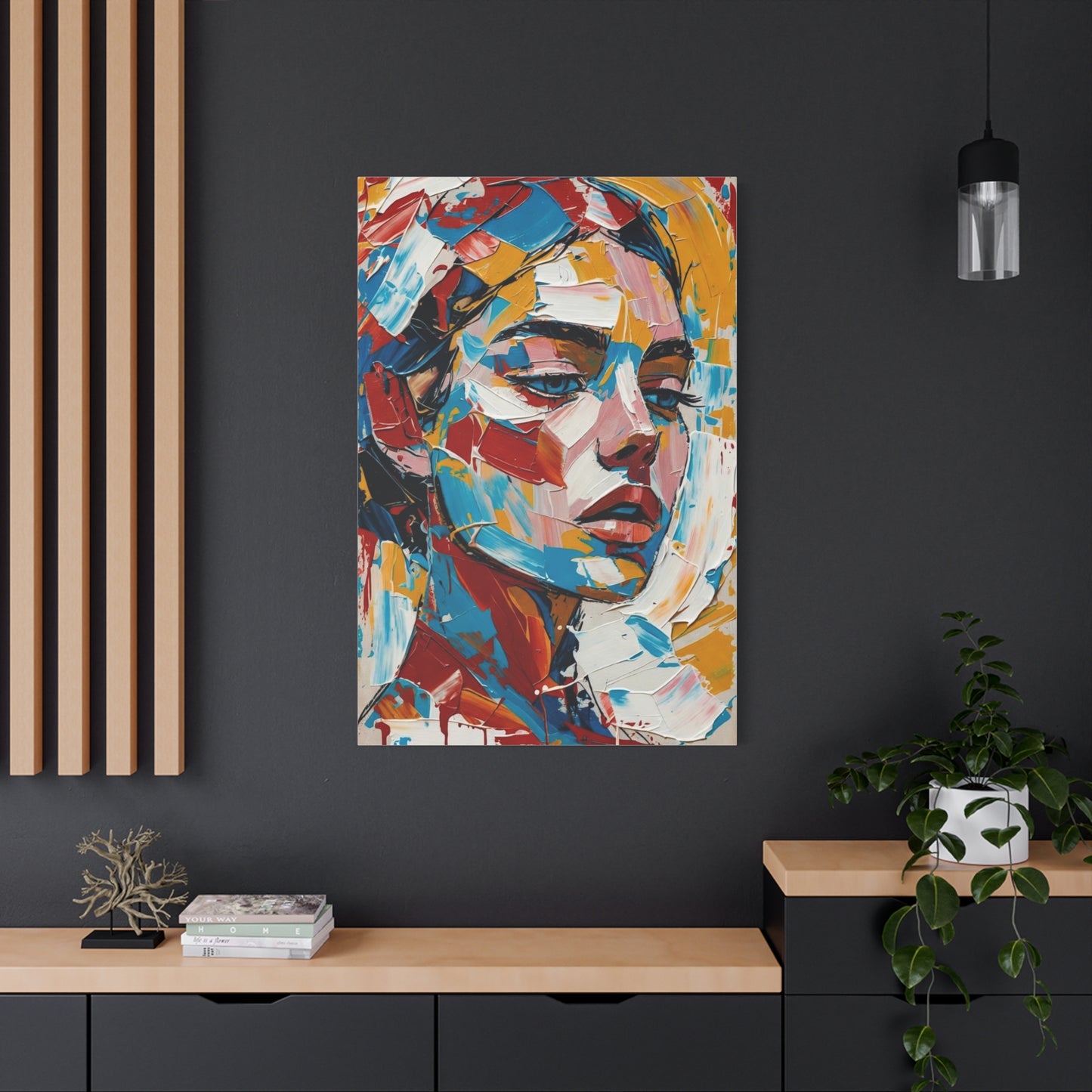 Abstract Colorful Portrait Matte Canvas Print — Modern Stretched Wall Art