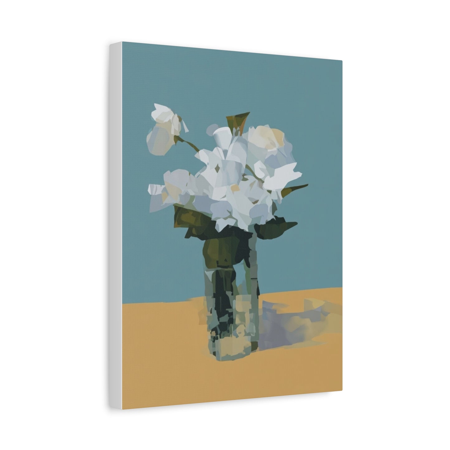 Abstract White Roses Canvas Art - Floral Vase Wall Decor