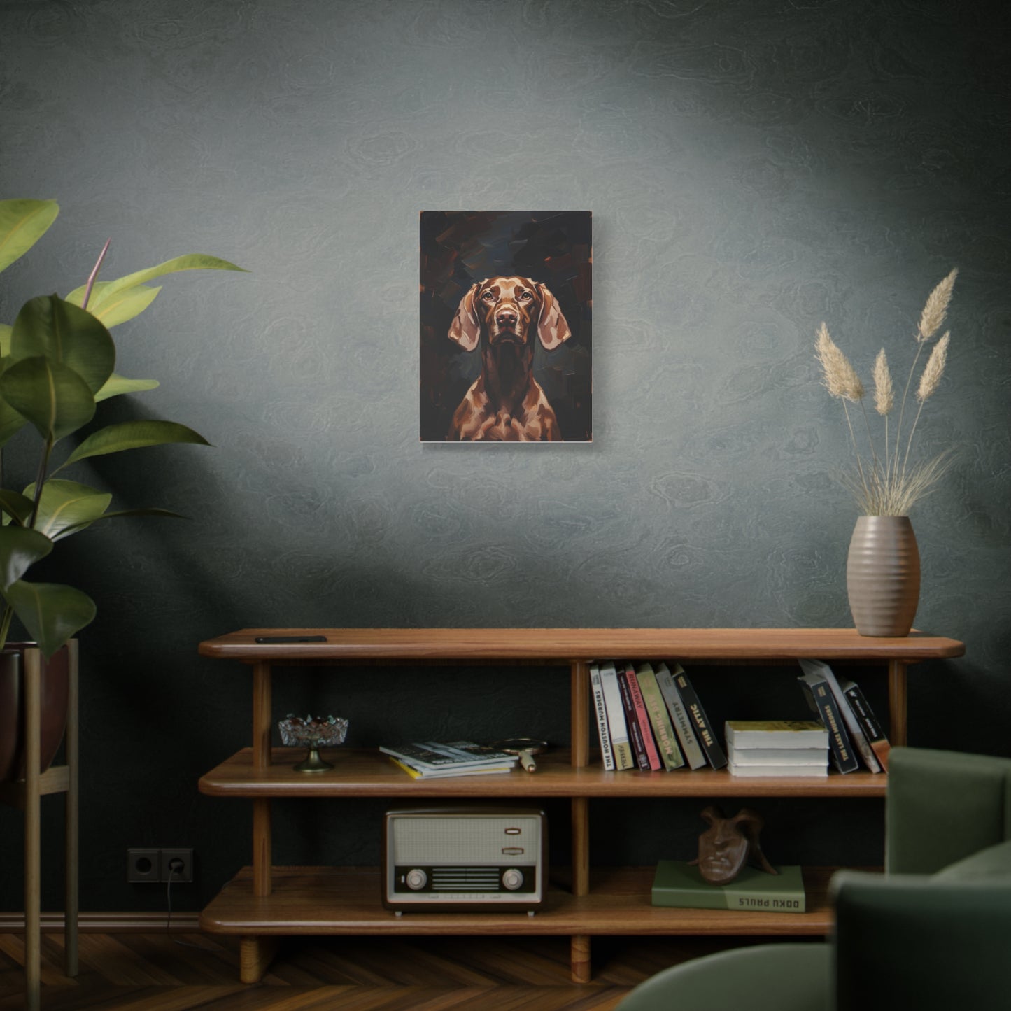 Chocolate Vizsla Canvas Wall Art — Matte Stretched Dog Portrait