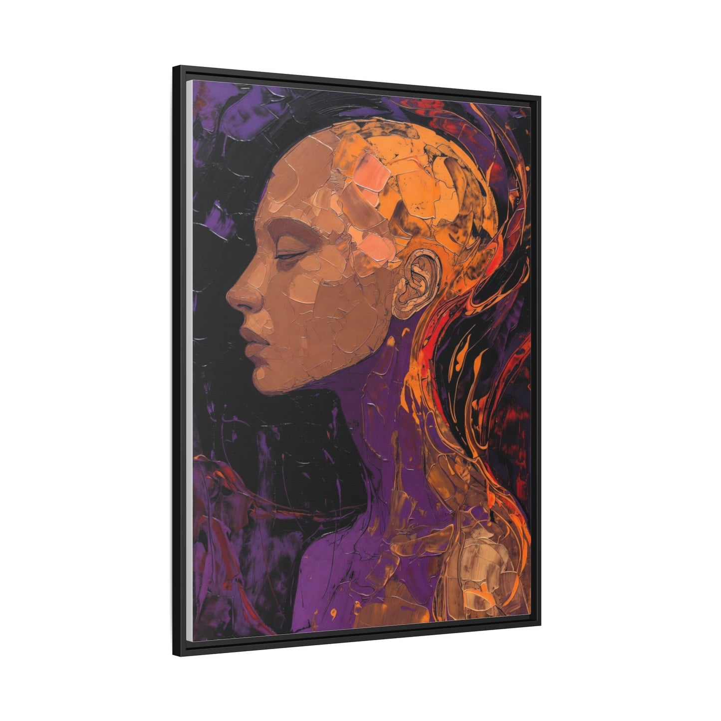 Abstract Profile Portrait Matte Framed Canvas — Multicolor Feminine Art Print