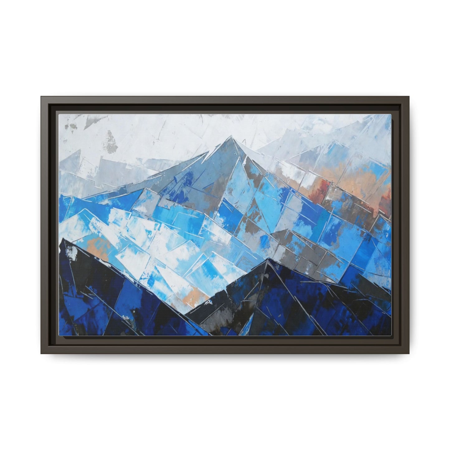 Framed Matte Canvas Blue Mountain Abstract Wall Art
