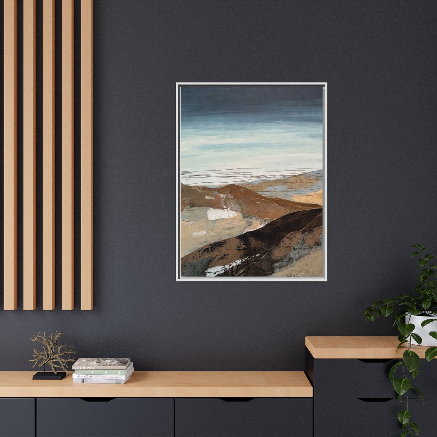 Framed Matte Canvas Art — Serene Abstract Landscape