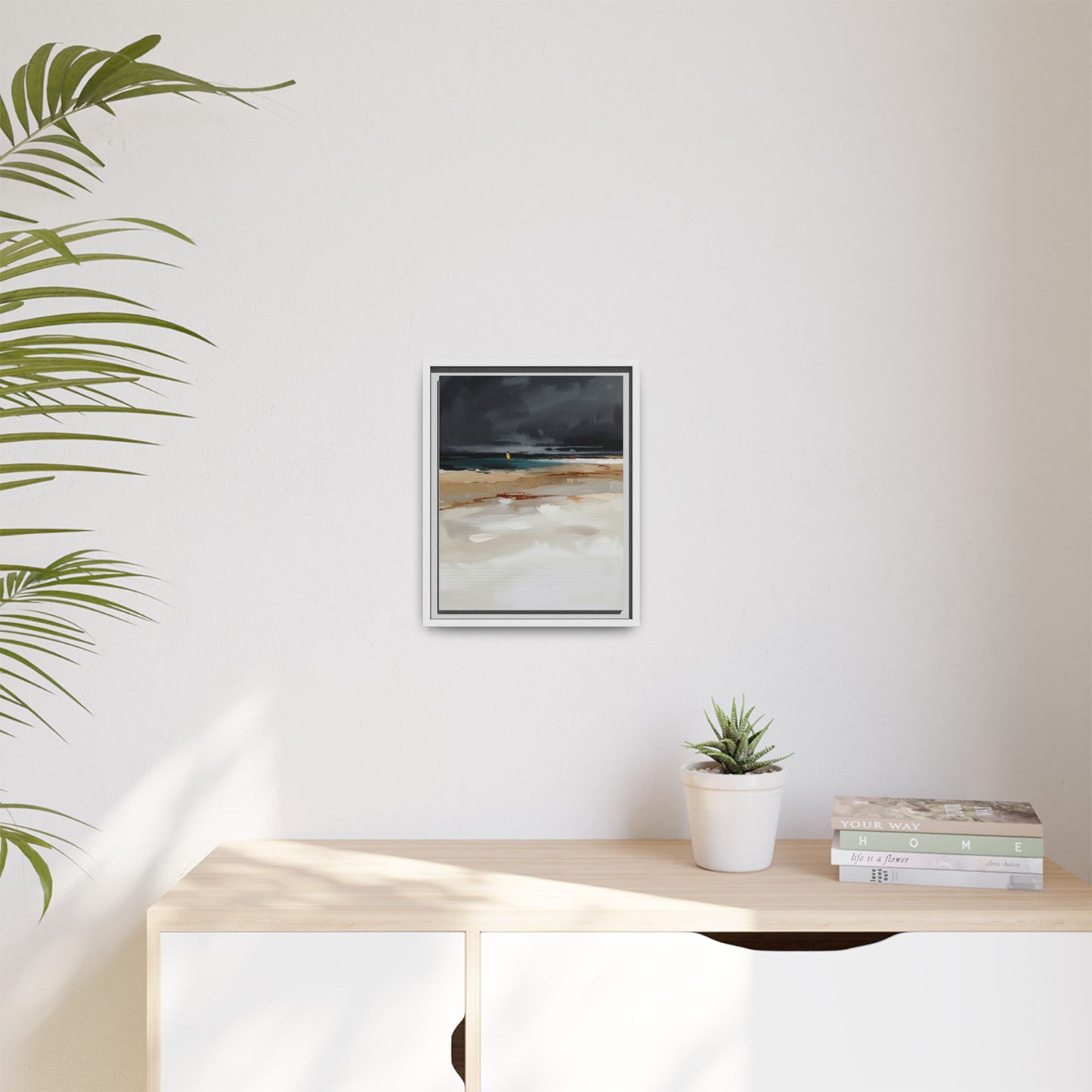 Framed Matte Canvas Beachscape Art Print — Coastal Abstract Wall Decor