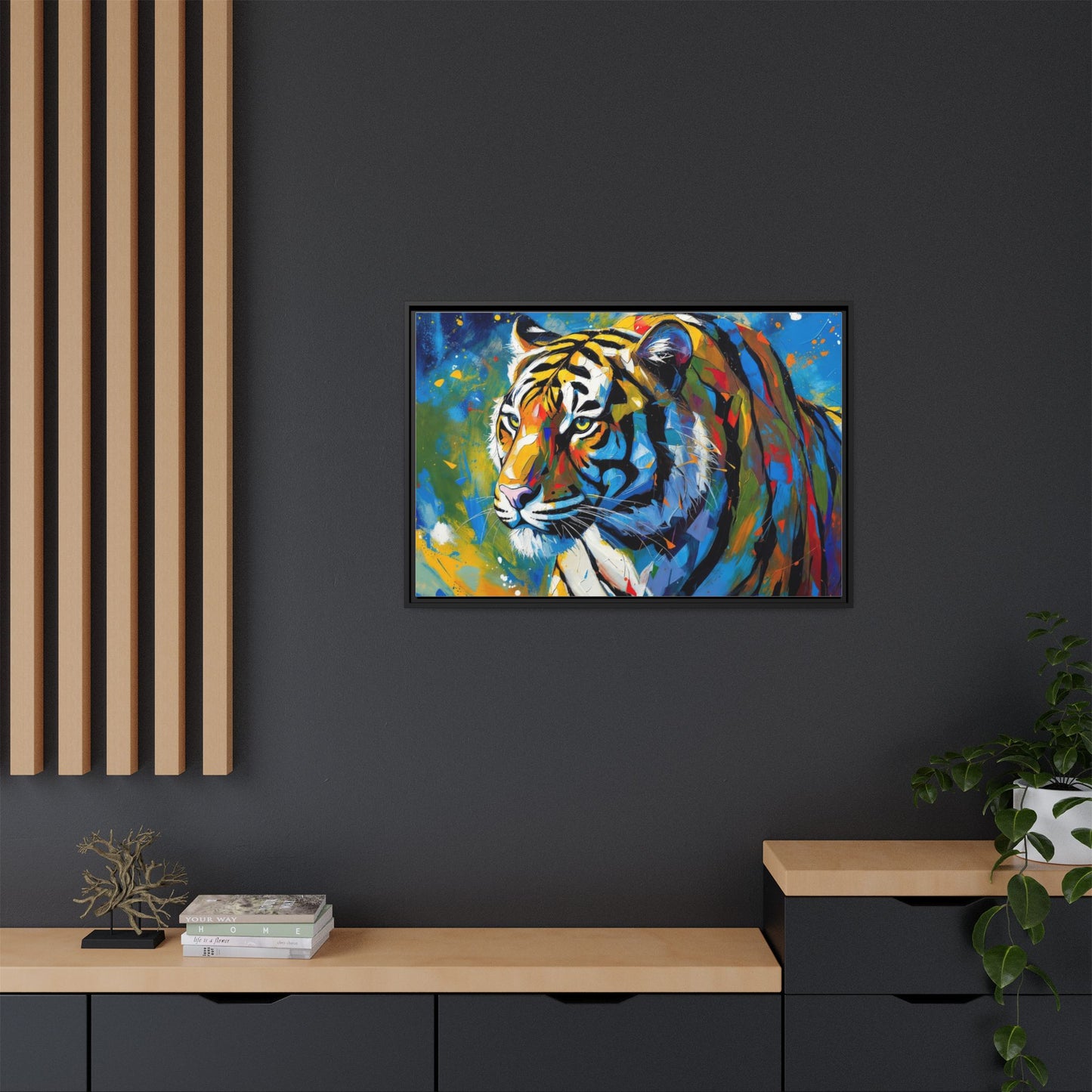 Colorful Tiger Matte Canvas Framed Art — Vibrant Wildlife Wall Decor