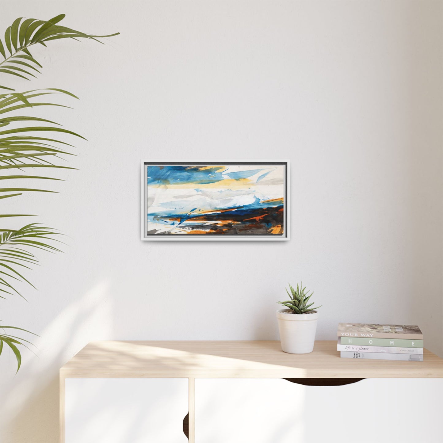 Abstract Coastal Waves Matte Canvas Framed Wall Art
