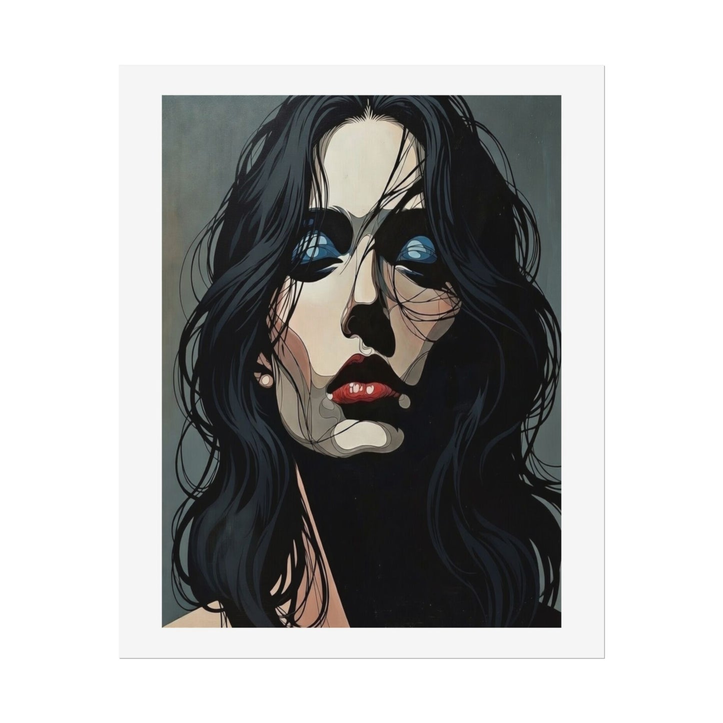 Rolled Poster — Moody Portrait Art Print (Dark Femme, Blue Eyeshadow)