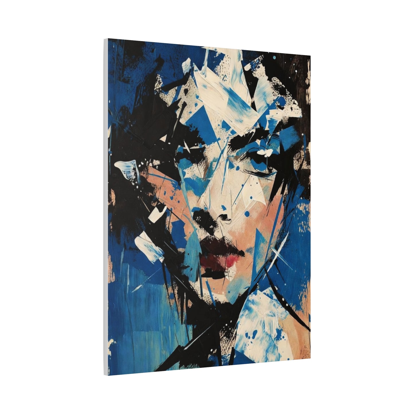 Abstract Blue Portrait Canvas Print — Modern Stretched Wall Art