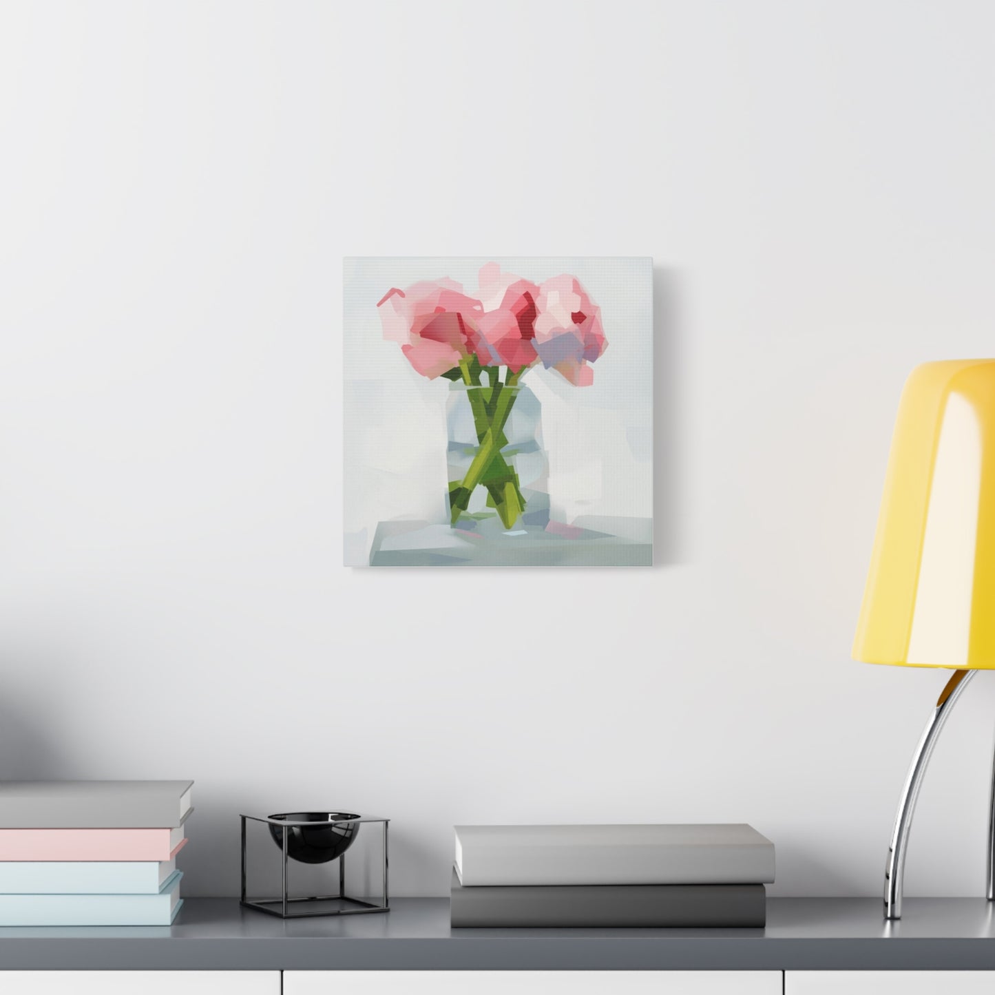 Pink Peonies Vase Canvas Art — Stretched Matte Wall Decor