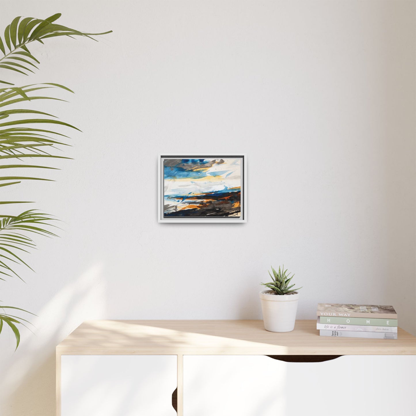 Abstract Coastal Waves Matte Canvas Framed Wall Art