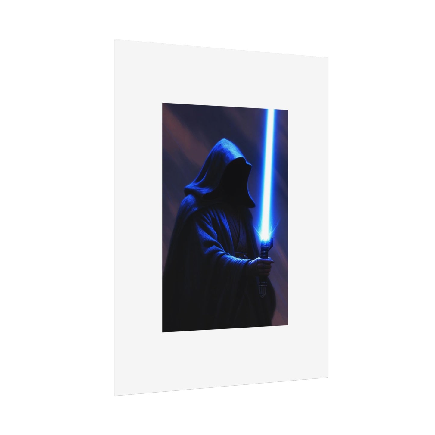 Sci‑Fi Lightsaber Poster — Hooded Jedi Warrior Wall Art (Rolled Poster)