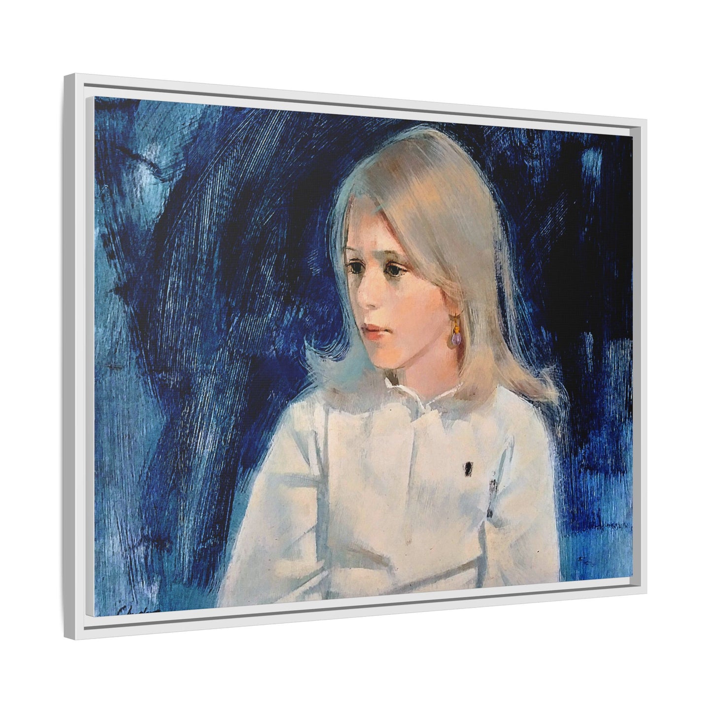Painting of girl by Unknown Artist Framed Matte Canvas Classic Wall Art