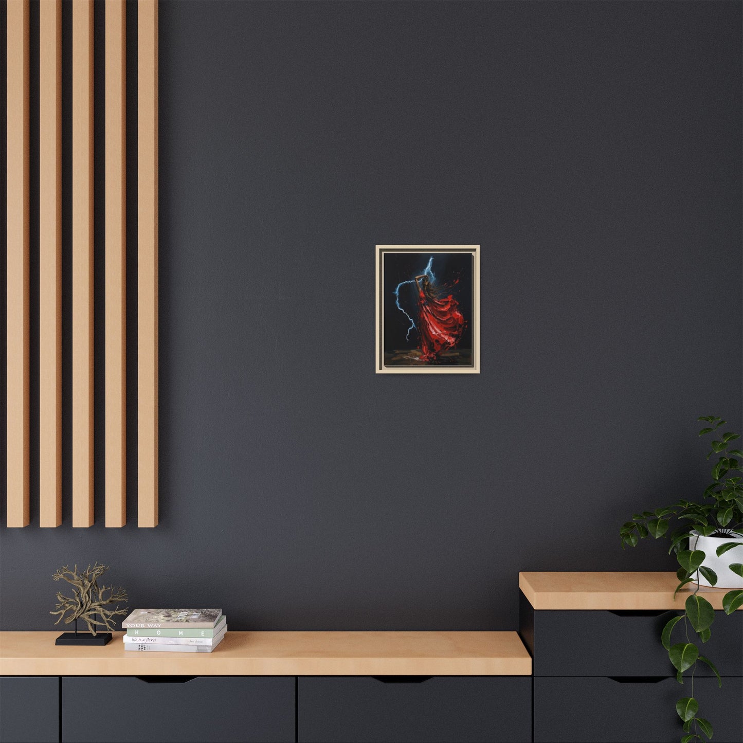 Framed Matte Canvas Print — Red Dancer Lightning Art