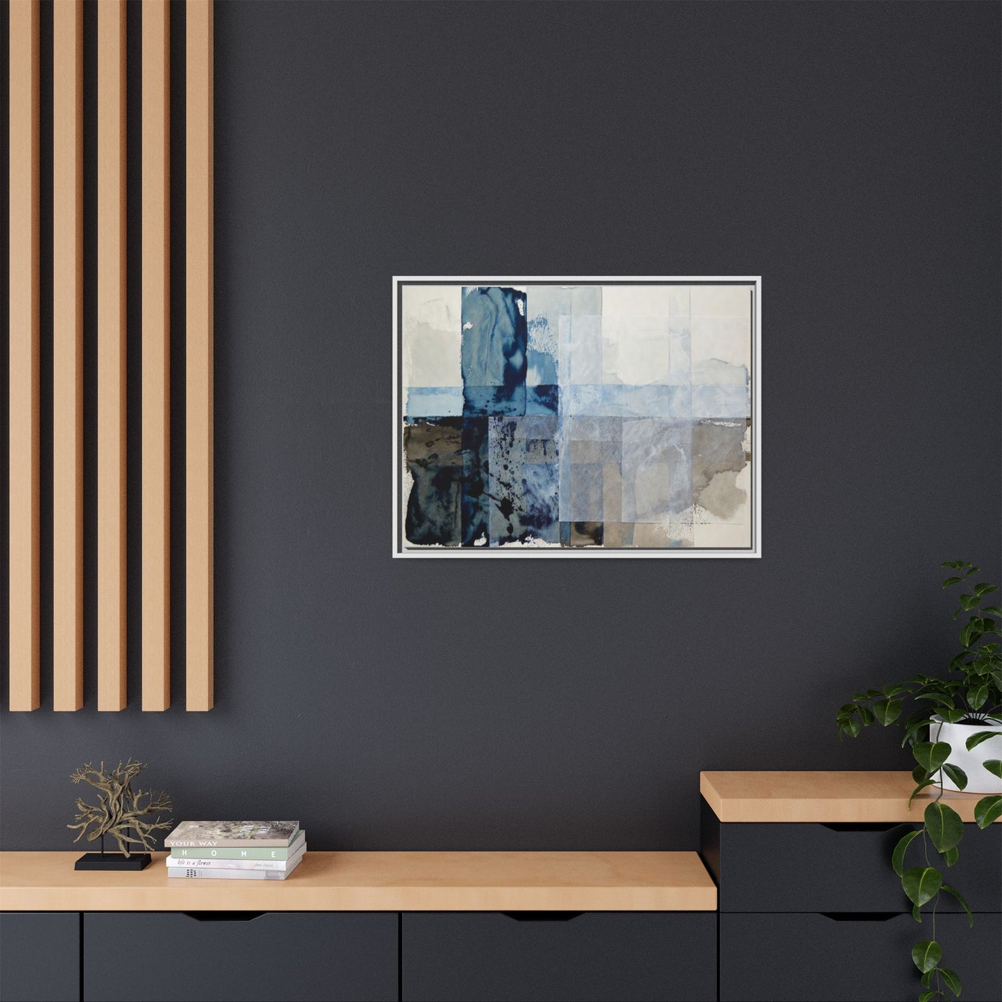 Abstract Coastal Blue Framed Canvas Art