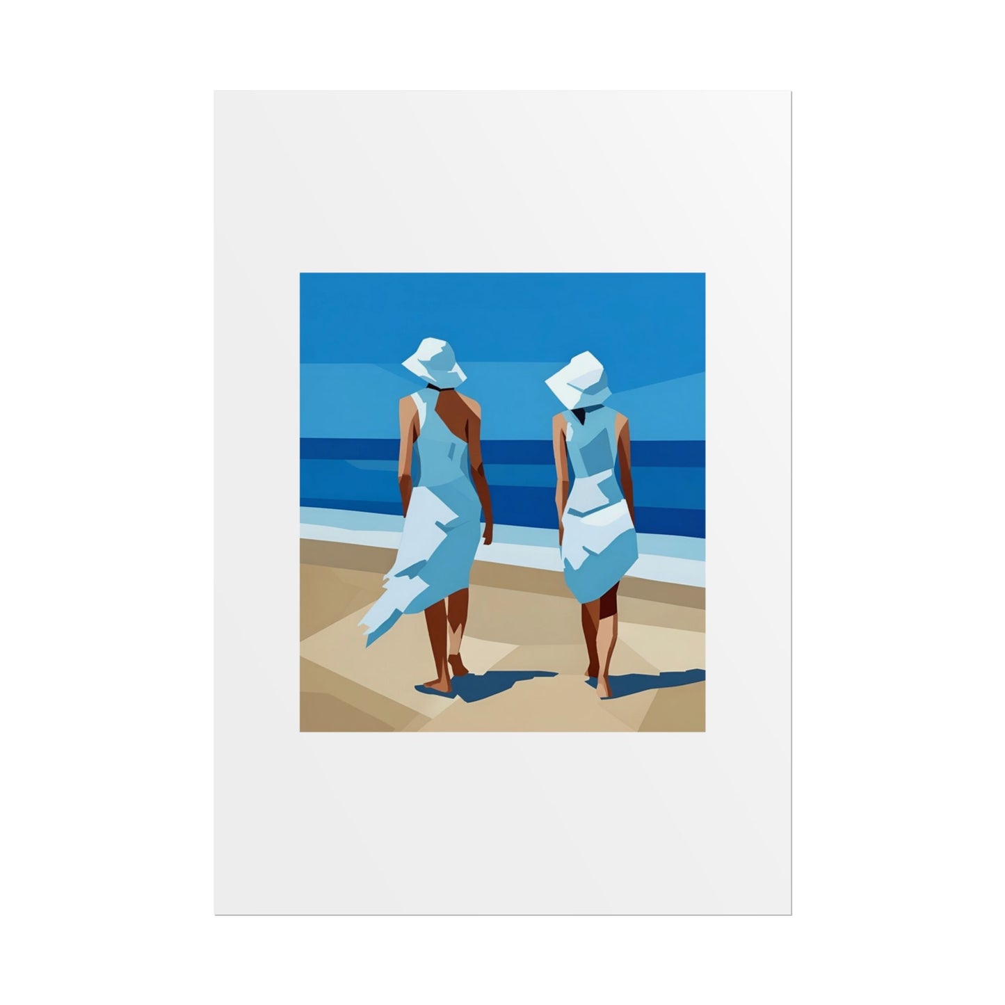 Beach Stroll Art Poster — Minimalist Coastal Print (Rolled Poster)