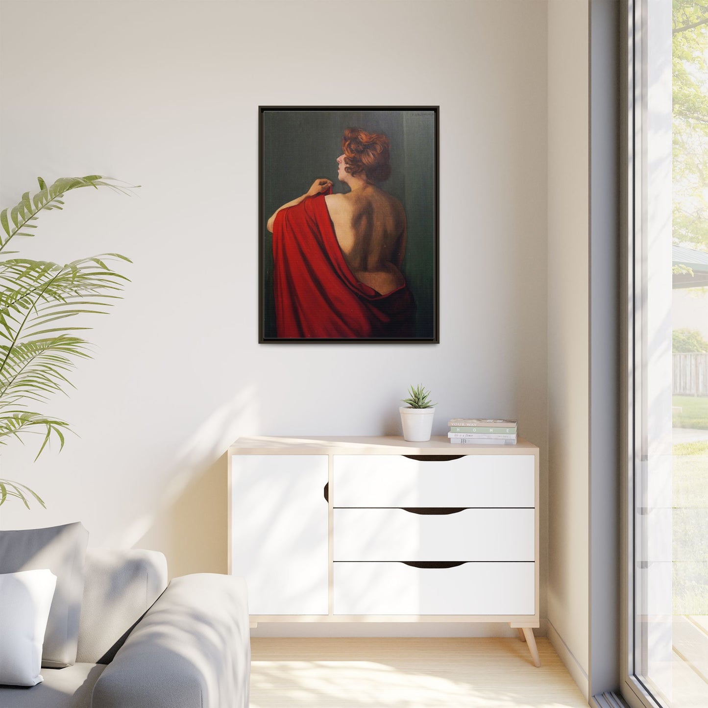 Femme au châle rouge by Félix Vallotton Framed Matte Canvas Wall Art Print