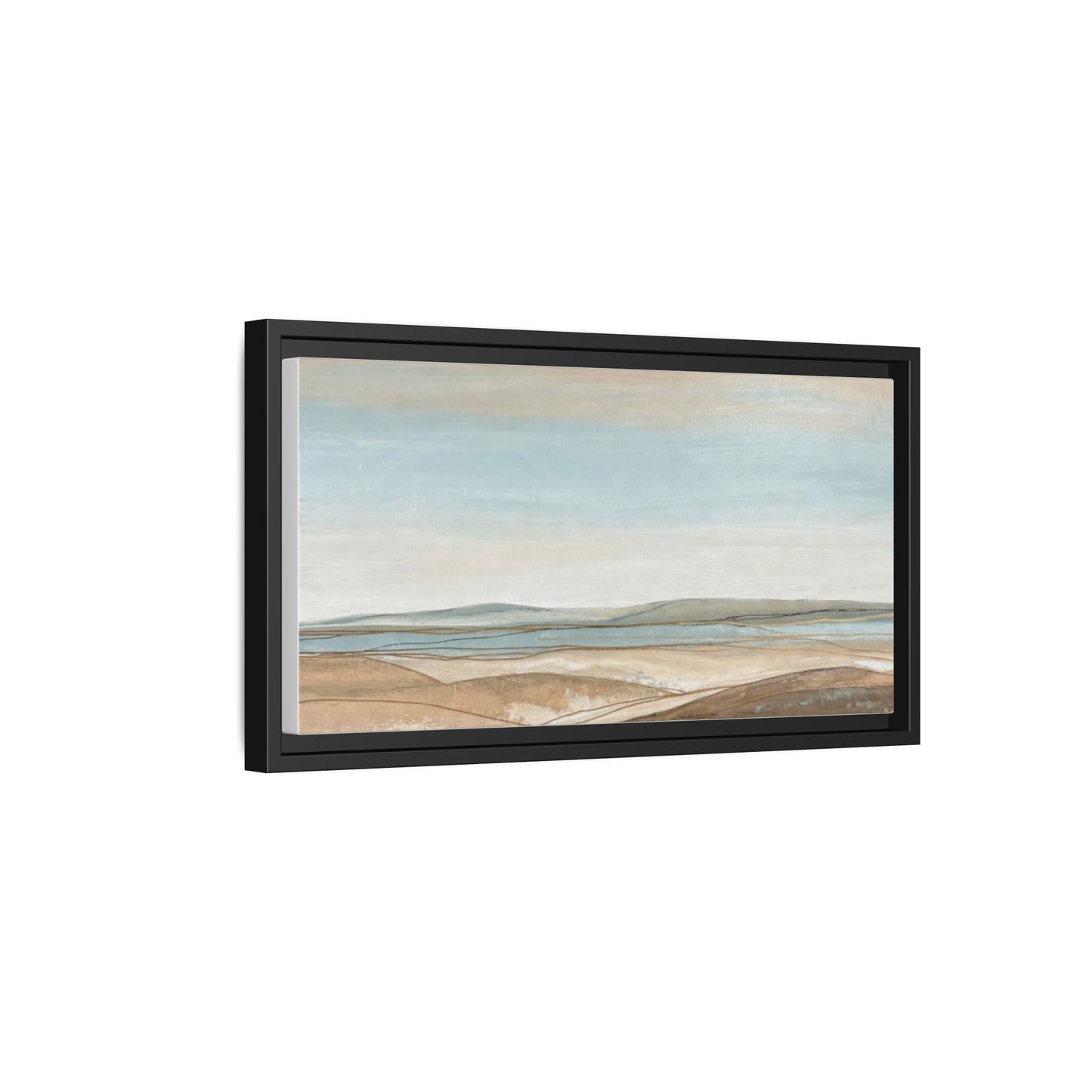 Framed Abstract Landscape Matte Canvas — Serene Coastal Horizon Wall Art