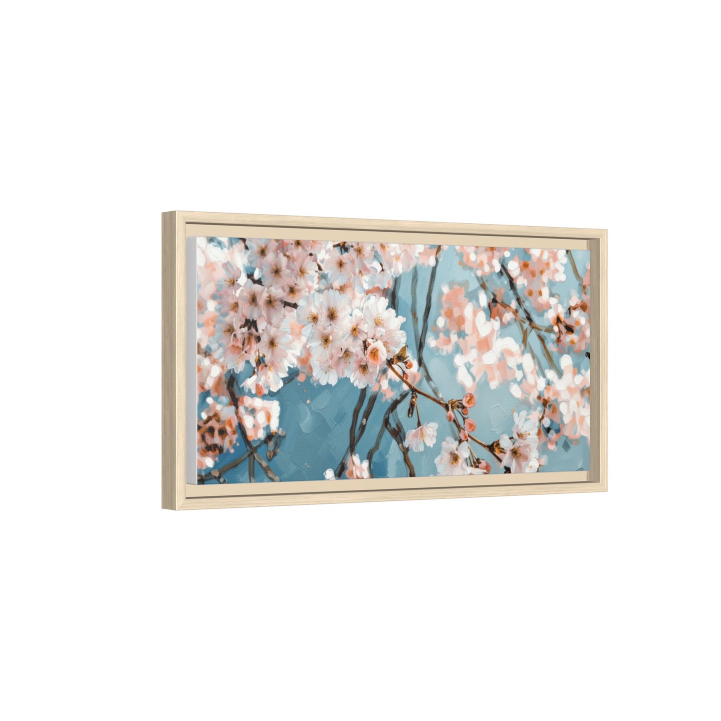 Framed Cherry Blossom Matte Canvas Print — Soft Pink Floral Wall Art