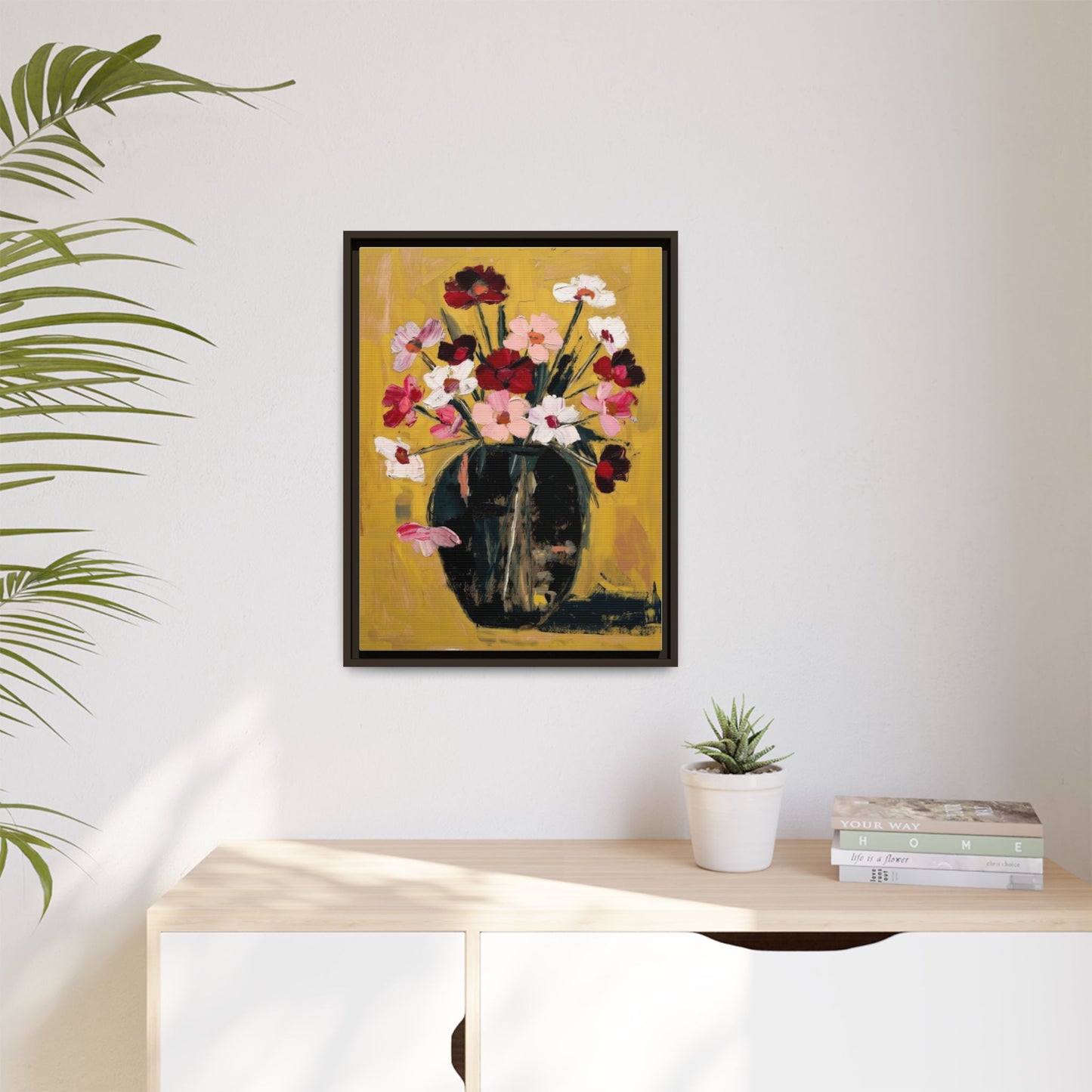 Framed Matte Canvas Floral Still Life Wall Art