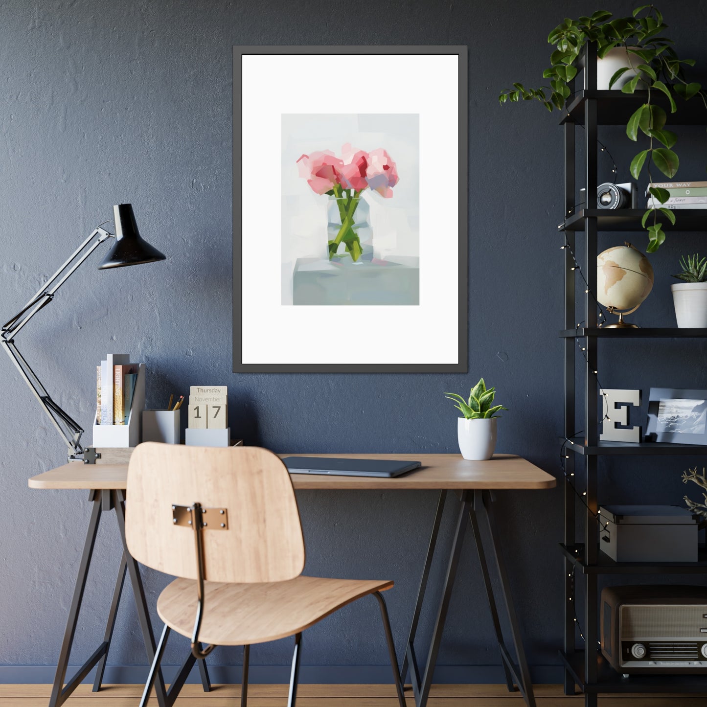 Framed Poster — Pink Floral Still Life Art Print (Modern Minimal)