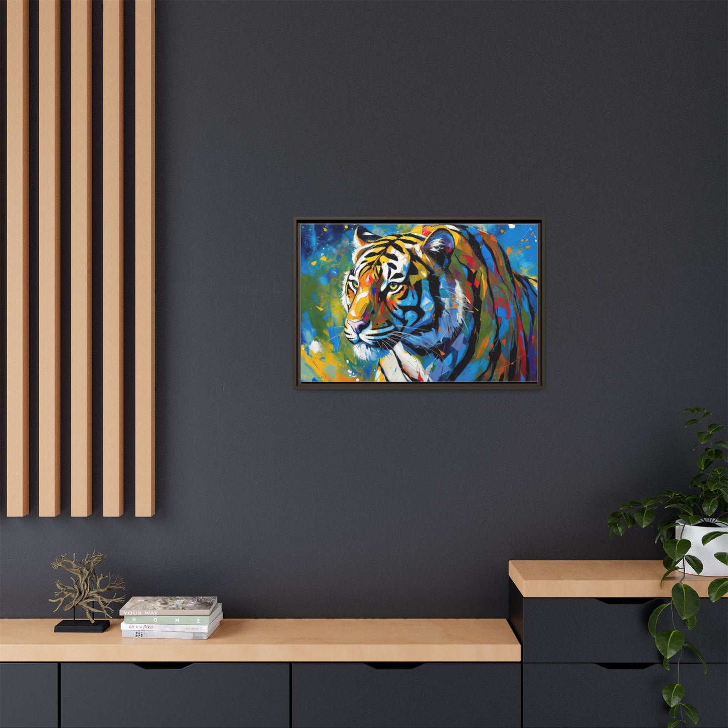 Colorful Tiger Matte Canvas Framed Art — Vibrant Wildlife Wall Decor