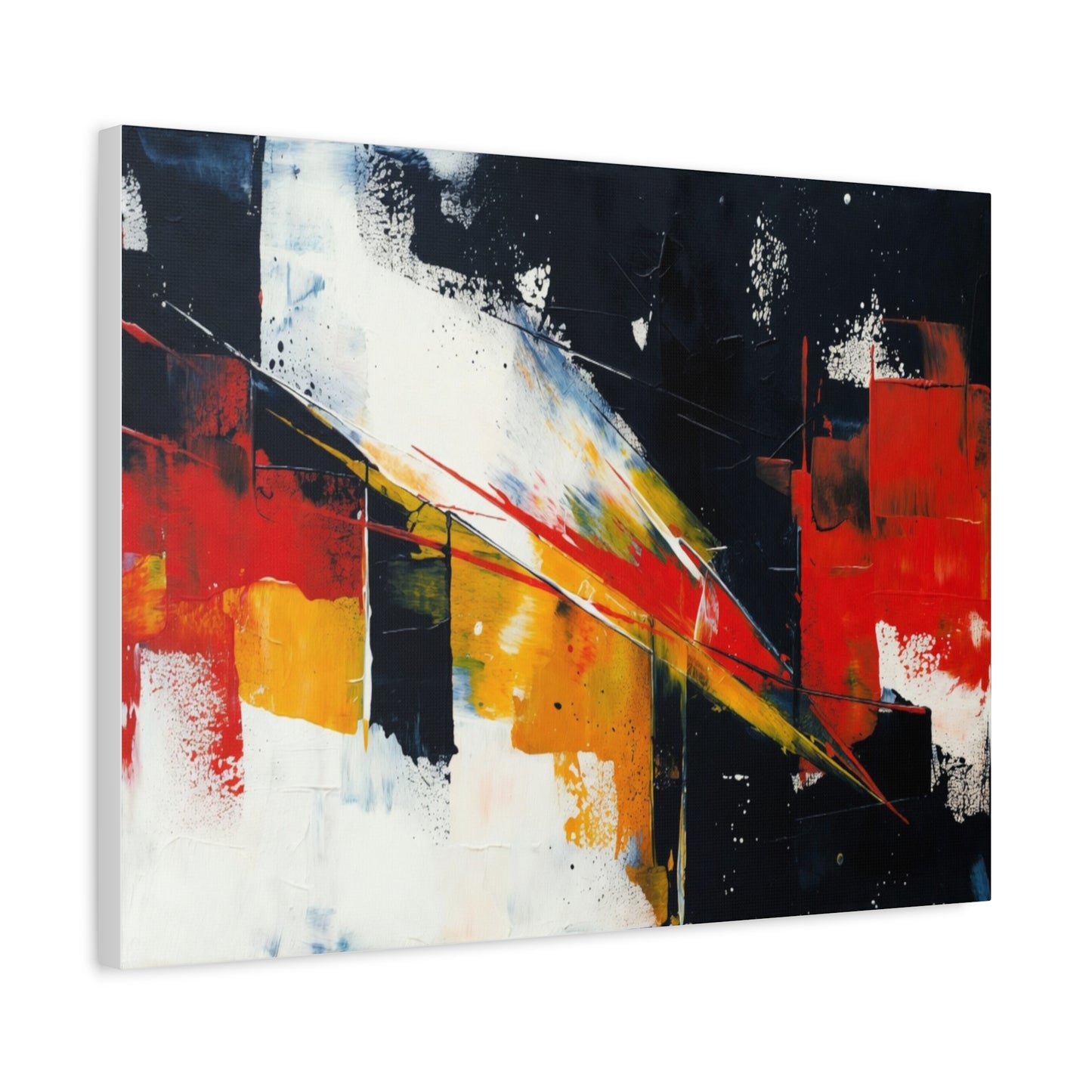 Abstract Geometric Canvas Art — Bold Red & Black Modern Wall Painting