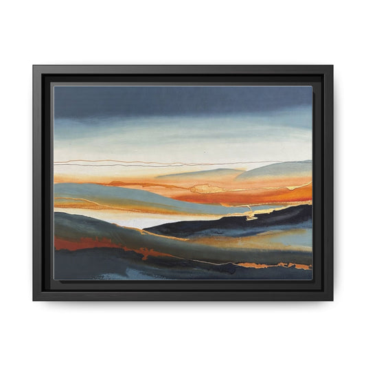 Framed Matte Canvas: Abstract Coastal Sunset Landscape Wall Art